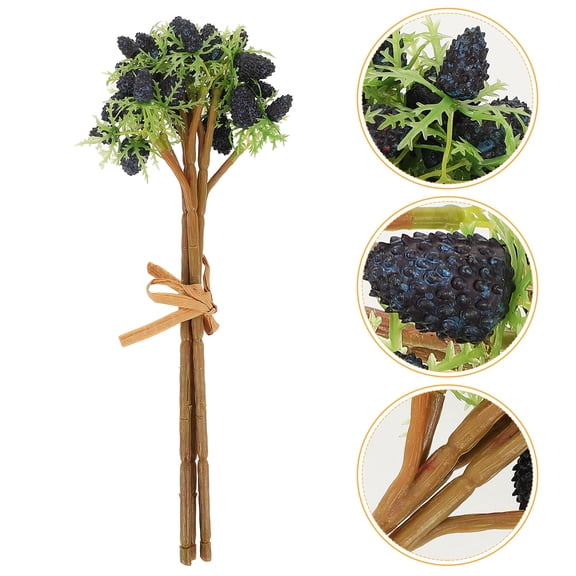 GOOHOCHY 3Pcs Raspberry Stems Faux Raspberry Stems Blue Plastic for Homeowners and Event Planners 11.0X3.9X3.9in