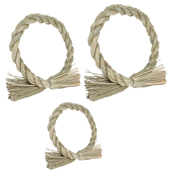 FUEENIRVA Natural Straw Wreath Khaki Strong Flexible for Home Decor 3Pcs