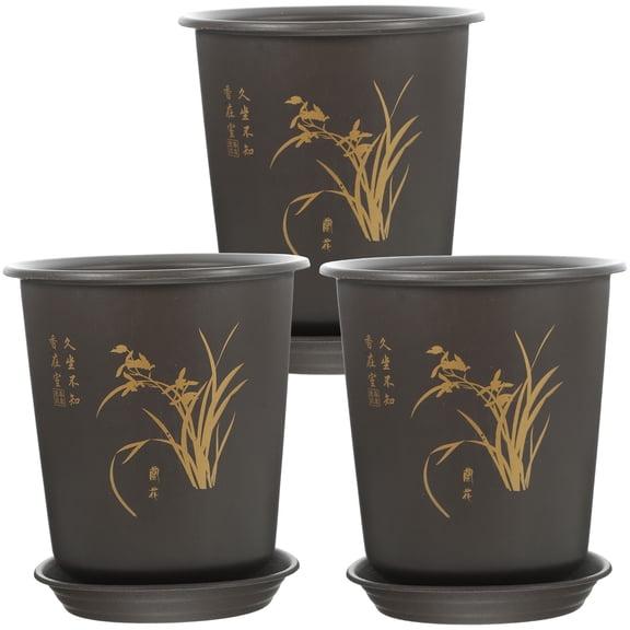 GOOHOCHY 3Sets Dark Planting Pot for Indoor and Outdoor Use 7.7x6.7in