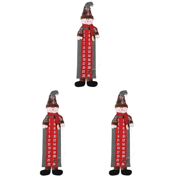 GOOHOCHY 3pcs 23x90cm Christmas Countdown Calendar Christmas Advent Calendar Christmas New Year Hanging Ornament Home Office Door Decoration (Snowman)