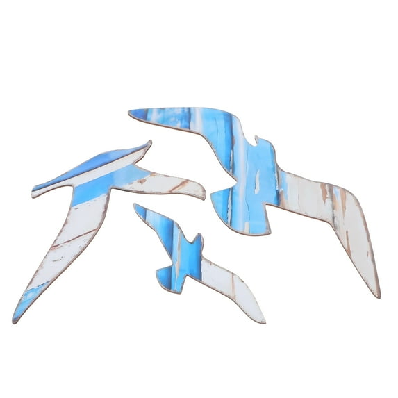 GOOHOCHY 3pcs Coastal Seagull Wall Art Wooden Ocean Decor Nautical Theme Beach Bird Sculpture Seagull Wall Hanging Plaques for Bathroom Living Room