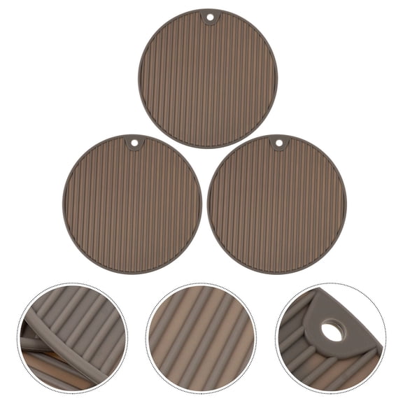 Mobutofu Silicone Coasters Brown Non-Slip for Table Protection 3Pcs