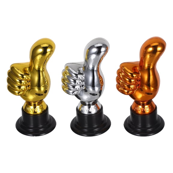 GOOHOCHY 3pcs Thumbs Up Trophy Award Small Plastic Mini Trophy Cup Cute Trophies for Children Rewards Competitions School Sports Party Favors