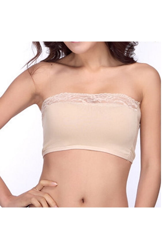 3-Pack Women's Strapless Lace Bandeau Bras Seamless Stretchy Tube Bra for Comfort and Support