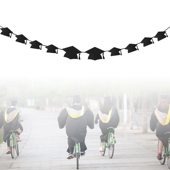 ADDHAT Graduation Photo Banner Black Nonwoven Fabric Doctoral Hat Party Decoration