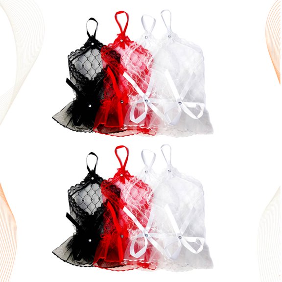 GOOHOCHY 4 Pairs Wedding Bridal Gloves Mesh for Women Lace Fingerless Ghost Bride