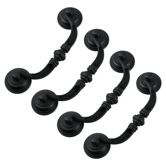 GOOHOCHY 4 Pcs Antique Handle Vintage French Drawer Pulls Decor Cabinet Knobs Black