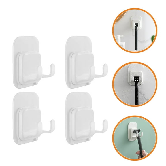 GOOHOCHY  4 Pcs Bathroom Organizer Razor Hook Paste Storage Shaver and Brush Holders