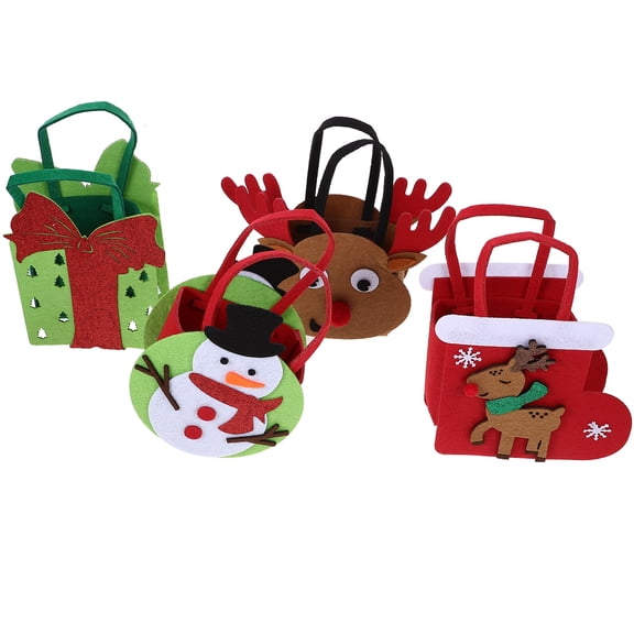 GOOHOCHY 4 Pcs Christmas Favors Bag Xmas Felt Tote Gift Child