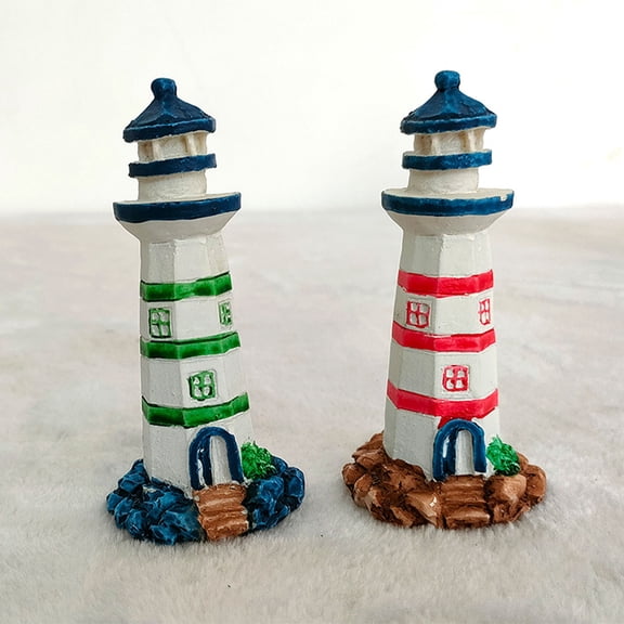 GOOHOCHY 4 Pcs Coastal Lighthouse Ornaments Small Lighthouse 10.2X 4.8CM