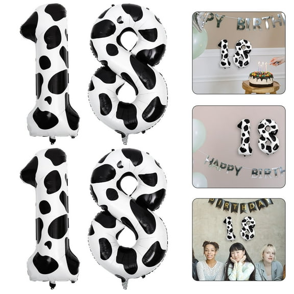 GOOHOCHY  4 Pcs Cow Prints Balloons for Birthday Inflatable Farm Party Decorations