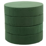 GOOHOCHY 4-Pack Round Green Floral Mud Bricks for Home Flower Arrangements and Craft Use