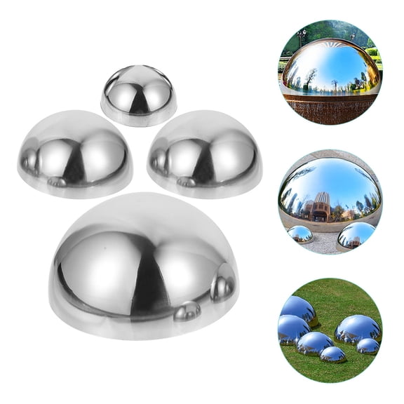 GOOHOCHY  4 Pcs Garden Reflector Gazing Globe Ornament Decorations Silver