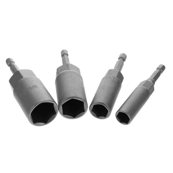 FUEENIRVA Drill Bit For Installing Hinges Power Nut Driver Bit Steel Silver 4Pcs 12x3.1in