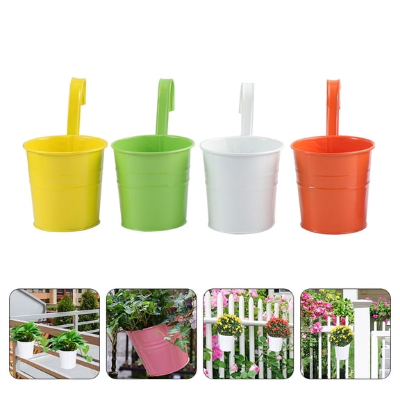 GOOHOCHY 4-Pack Rustic Hook Flower Pot for Indoor Plants, Decorative Hanging Plant Pots for Home and Garden