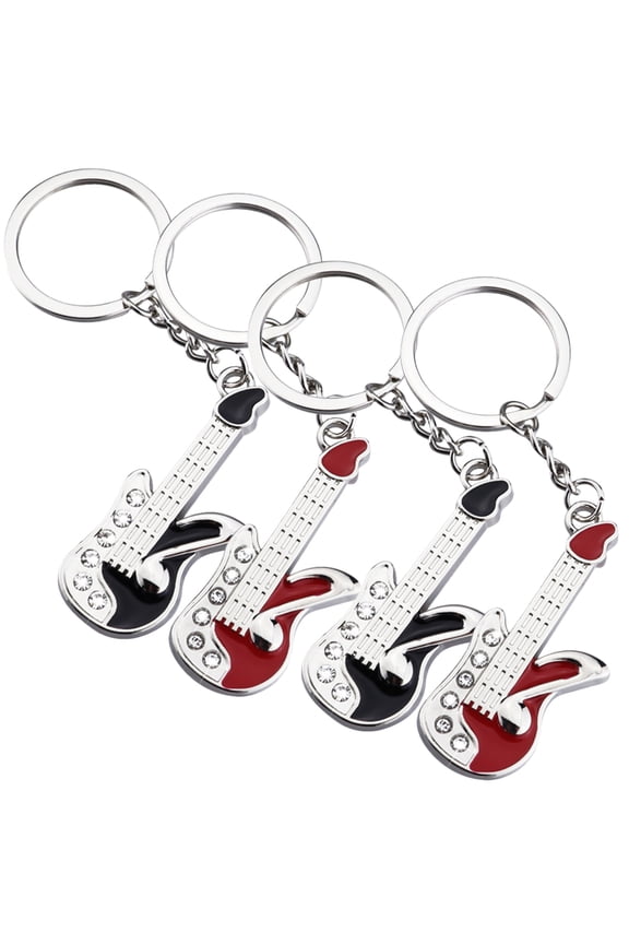 4-Pack Guitar Keychain Pendants, Compact 0.5x2.5cm Music Instrument Accessories