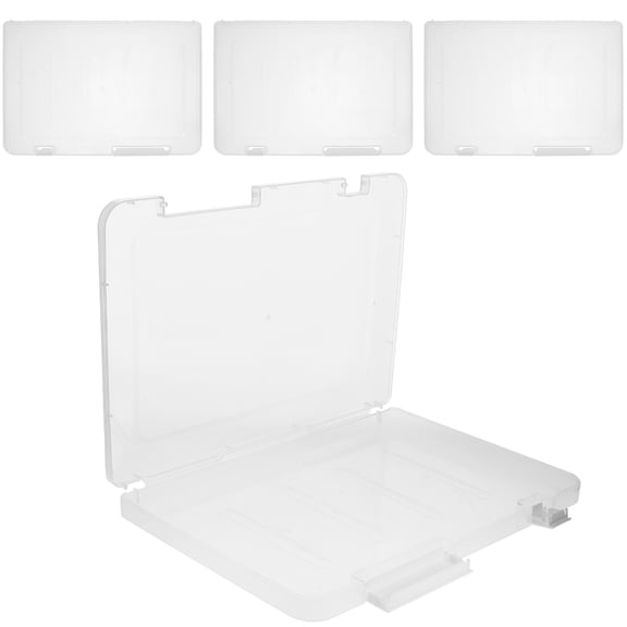 GOOHOCHY 4-Pack Portable Photo Organizers and Storage Boxes for Travel, Project Files, White