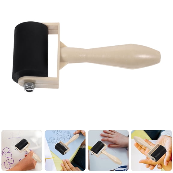 GOOHOCHY 4 Pcs Printmaking Rubber Roller Child 9.50X5.00X2.00CM White