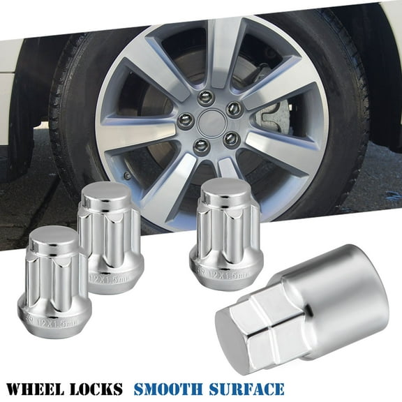 GOOHOCHY  4 Pcs Replacement Lug Nut Auto Wheel Locks Locking Cars Silver
