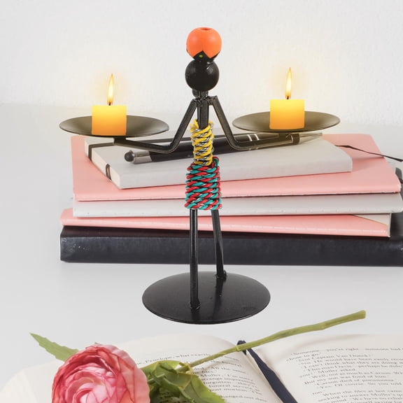 GOOHOCHY 4 Pcs Tall Decor Candlestick Dinner Party Miss 15x14cm Black