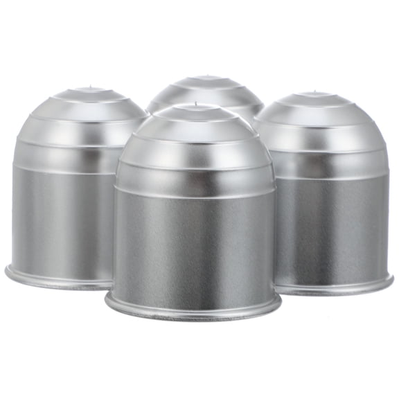 Mobutofu 4Pcs Plated Silver Towing Hitch Covers Universal Trailer Coupling Protective Caps with Locking Ring