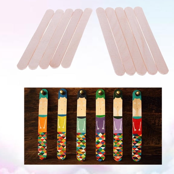 GOOHOCHY 400Pcs Craft Sticks Bulk for DIY Materials Wooden Rectangular Stick Plain Style Classroom Projects