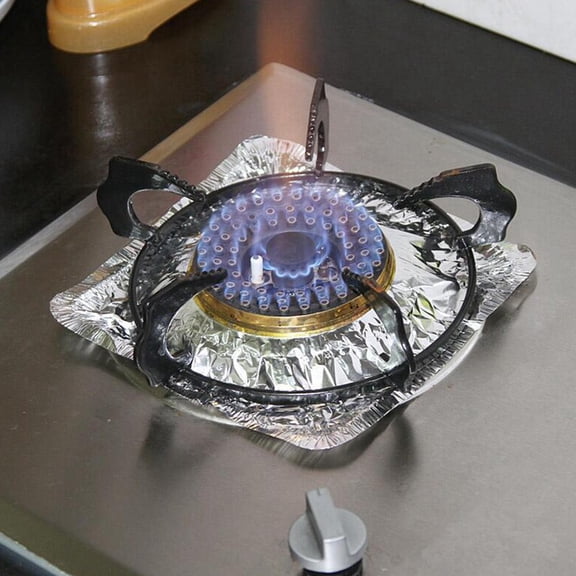 GOOHOCHY 40PCS Heat Resistance Aluminum Foil Stove Burner Covers Gas Oven Covers for Gas Stove Liners Oil Proof Cleaning Pad (Square)