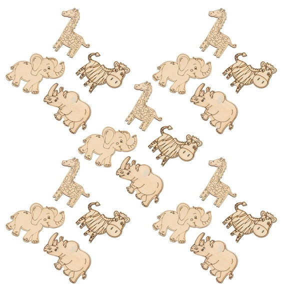 GOOHOCHY Wooden Animal Cutouts for Decor Multi Color 40 Pieces Various Shapes Unfinished Wood Slices for DIY Craft