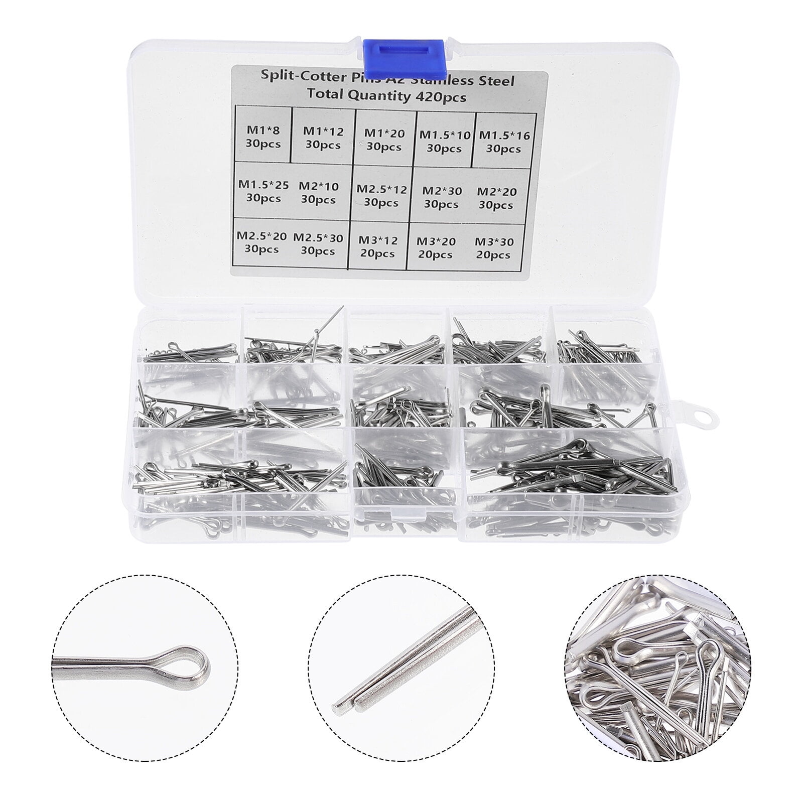 GOOHOCHY 420pcs 304 Stainless Steel Cotter Pin Clip Key Fastener ...