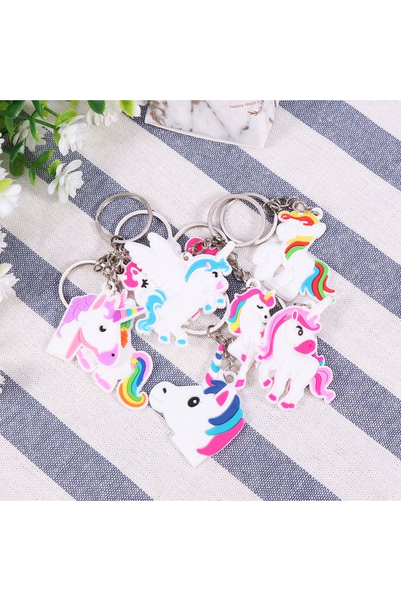 48pcs Cartoon Unicorn Key Ring Unicorn Keychain Hanging Ornament Keychain Pendant (Random Style)