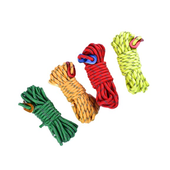GOOHOCHY 4PCS Outdoor Camping Guy Lines Windproof Reflective Canopy Tent Rope Cord for Hiking Backpacking (Yellow/Red/Green/Fluorescent Green)