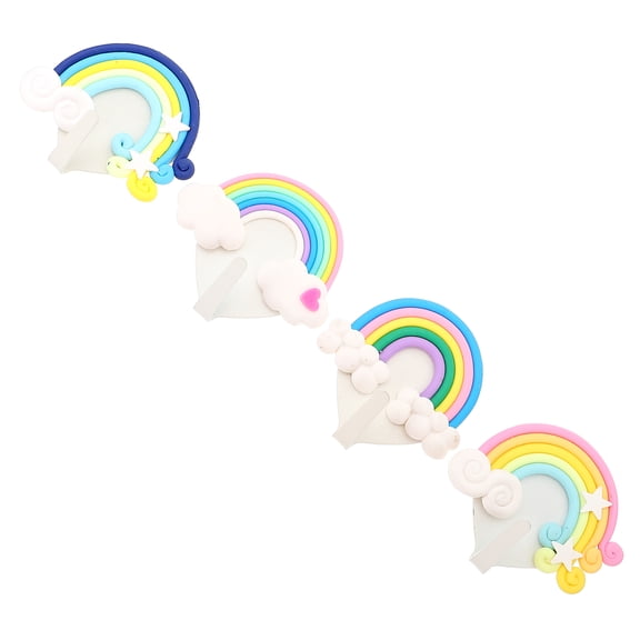 GOOHOCHY 4Pcs Adorable Rainbow Design Hooks for Wall Mounted Home and Caf Decoration
