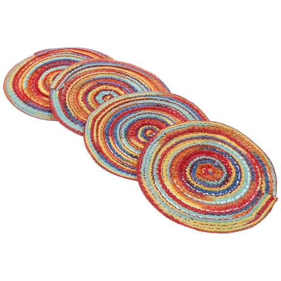 FUEENIRVA 4-Pack Bohemian Style Red Round Placemats for Dining Table, Home Decor, and Stylish Kitchen Accessories