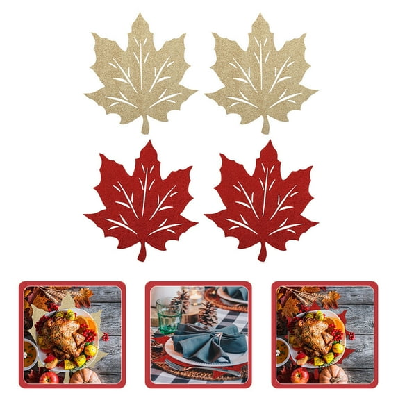 ADDHAT Maple Leaf Placemats Non Woven Fabric for Thanksgiving 4Pcs 11.79x11.79in