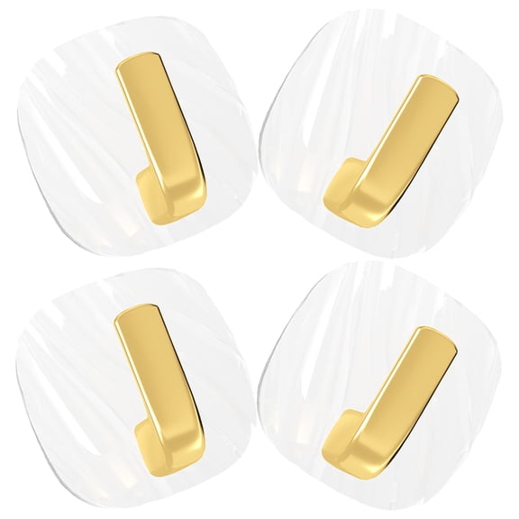 GOOHOCHY 4-Pack Clear Acrylic Hanging Hooks with Strong Adhesive for Home Organization, Kitchen, Bathroom, and Daily Use
