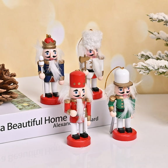 GOOHOCHY 4Pcs Nutcracker Figurines Christmas Tree Hanging Nutcrackers Figures for Home and Garden
