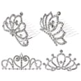 thumbnail image 1 of GOOHOCHY 4Pcs Rhinestone Tiara Crowns Chic Headwear for Girls Prom Accessories 2.8x2.4x1.6in, 1 of 8