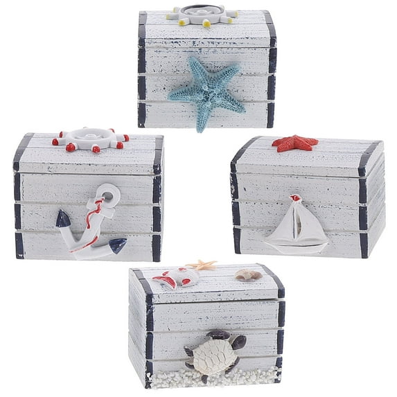 GOOHOCHY 4Pcs Small Decorative Box with Lid Mediterranean Style Trinket Box for Home Decor 7.5x5.5x5.5cm