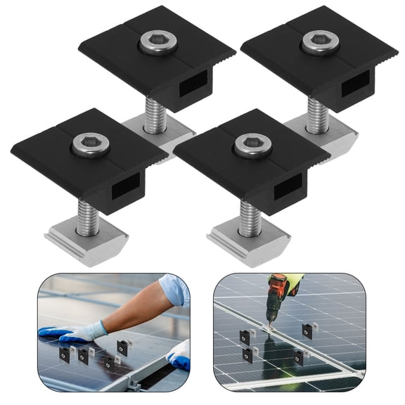 GOOHOCHY 4-Pack Solar Panel Mid and End Clamps Heavy-Duty Aluminum Alloy Z Brackets for Secure Solar Installations on RVs Boats Homes