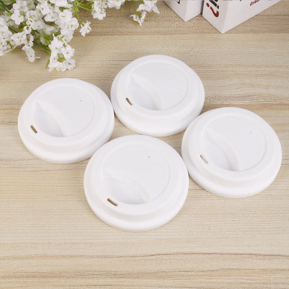 GETAJGHSD 4-Pack White Silicone Travel Cup Lids, Leak-Proof Covers for Hot and Cold Beverages, Reusable Drink Cup Seals