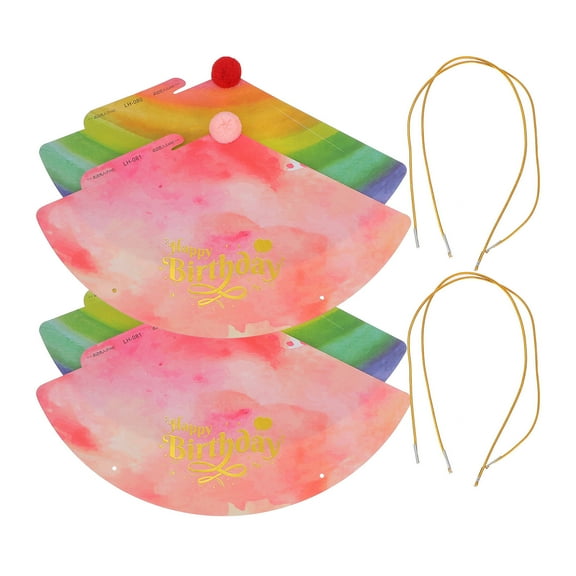 GOOHOCHY 4pcs Birthday Party Hats Cone Birthday Caps Party Cone Hat Birthday Caps with Pompom