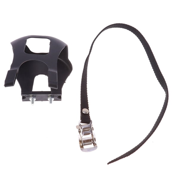 GOOHOCHY 4pcs Cycling Road Bike Mountain Bike Toe Clips Plastic Anti-slip Toe Clip with Fixed Straps for Pedal (Black)