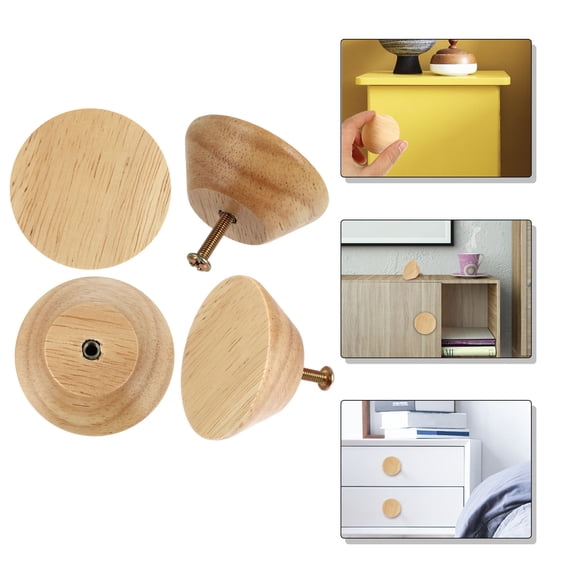 Mobutofu Rubber Wood Kitchen Drawer Pulls 4Pcs 1.97In