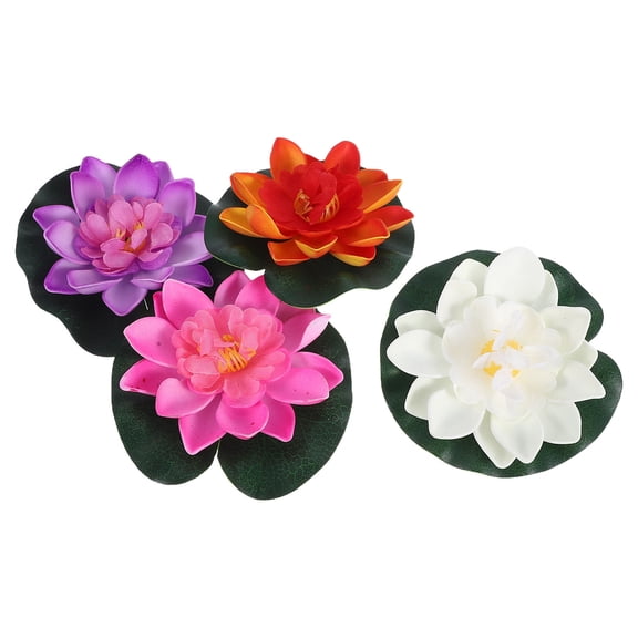 GOOHOCHY 4pcs Floating Artificial Lotus Flowers for Pool and Aquarium Decoration Realistic EVA for Garden Pond Wedding Party Home Decor Fake Water Lilies for Indoor and Outdoor Use