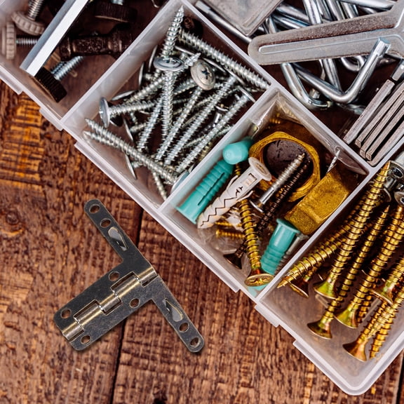 GOOHOCHY 4pcs Furniture Hardware Metal Wooden Box Hinge 8-Hole Antique Hinge Furniture Corner Support Parts Retro Metal Support Parts