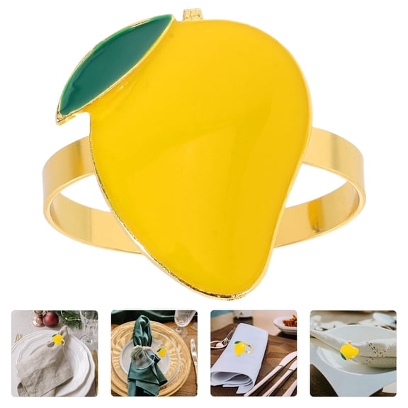 Mobutofu 4Pcs Fruit Napkin Rings Mango Design Assorted Colors for Dining Picnic and Family Use
