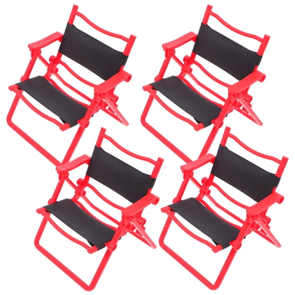 GOOHOCHY 4pcs Miniature Folding Chairs Doll House Folding Chair Models Miniature Dollhouse Beach Chairs Camping Chairs For Dollhouse Decor