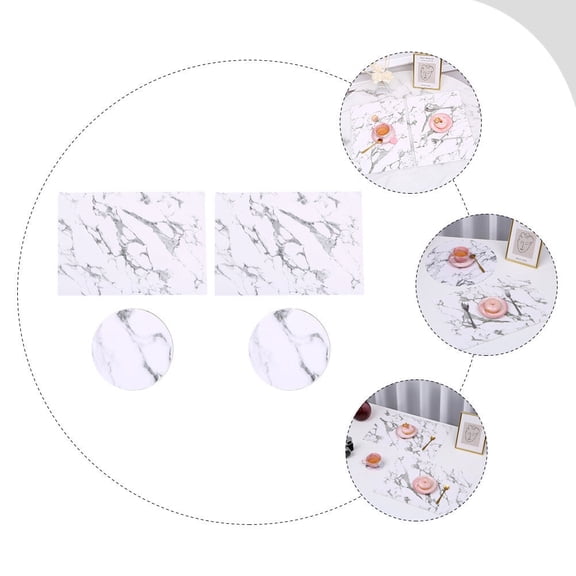 GOOHOCHY 4pcs Modern Table Protective Non-Slip Pads and Table Decorations PU Coasters