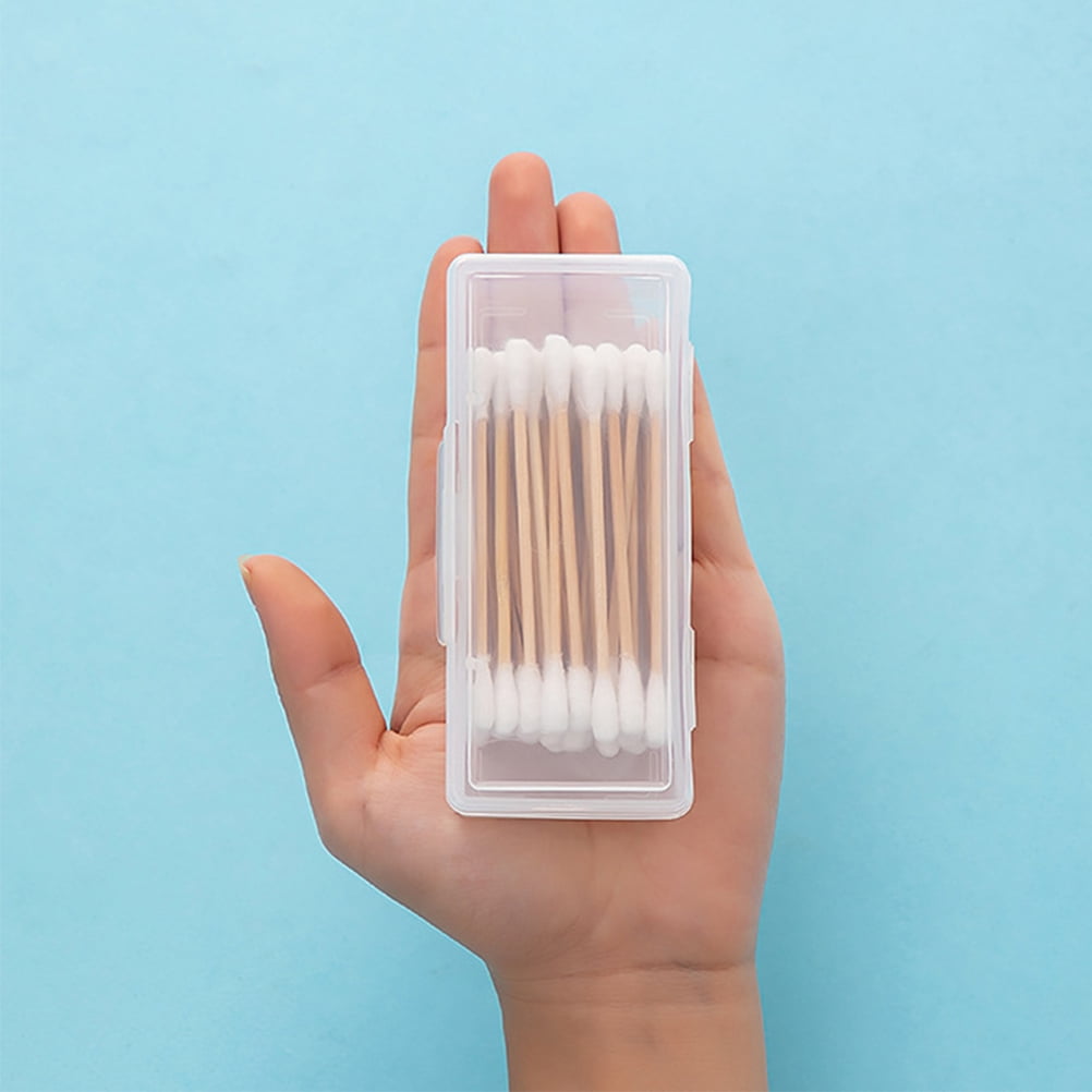 GOOHOCHY 4-Pack Portable Travel Cotton Swab Case with Clear Lid ...