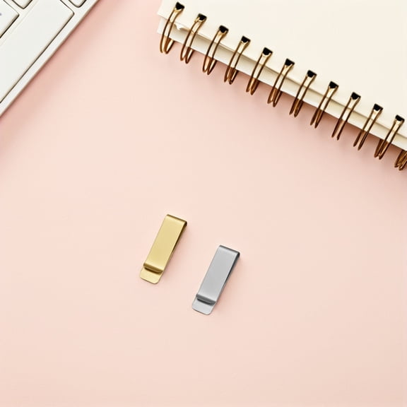 GOOHOCHY 4pcs Stainless Steel Pen Holder Clips Paper Binder Clips Multifunctional Money Clips For Notebooks Journal Office Use